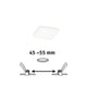 VariFit LED Einbaupanel Veluna Eckig 7,5 x 7,5 cm Satin mit stufenlos einstellbaren Klemmfedern 45-55 mm.