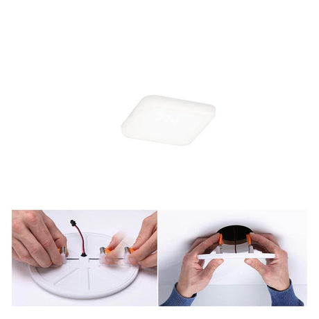 VariFit LED Panneau encastré Veluna carré 7,5 x 7,5 cm satin avec technique d’installation flexible.