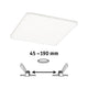 VariFit LED Einbaupanel Veluna Eckig IP44 mit einstellbarer Klemmfedern für Bohrlochdurchmesser 45–190 mm.