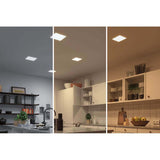 VariFit LED Einbaupanel Veluna in drei Lichtfarben in moderner Küche installiert.