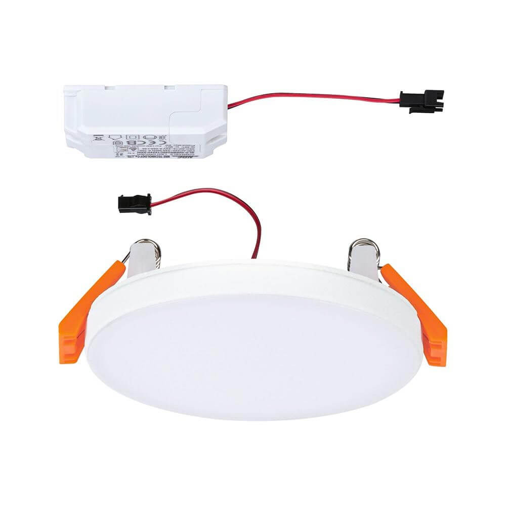 VariFit LED Einbaupanel Veluna Edge Ø 9cm in Weiß mit dimmbarer Lichtfunktion und flexiblen Klemmfedern.