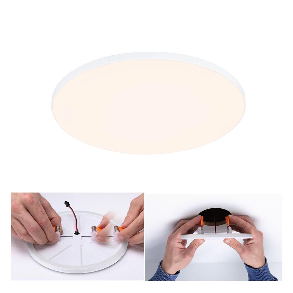VariFit Veluna LED Einbau Deckenpanel Ø 20cm, dimmbar mit montierten Klemmfedern und moderner Optik.
