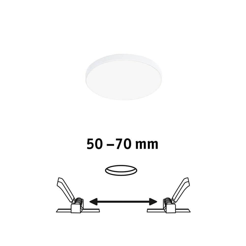 VariFit LED Einbaupanel Veluna Edge Weiß Ø 9cm mit einstellbaren Klemmfedern von 50 bis 70 mm.