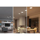 VariFit LED Einbaupanel Veluna Ø 21,5cm Weiß CCT-Switch Klar in verschiedenen Lichtstimmungen im Wohnbereich.