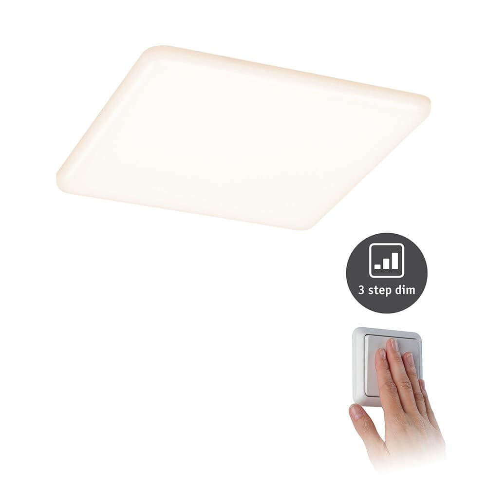 VariFit LED Einbaupanel Veluna mit 3-Stufen-Dimmer Eckig Satin, dimmbar mit 3-stufigem Schalter.