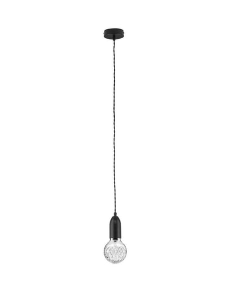 Veda Pendelleuchte G9 Ø 9,5cm mit schwarzem Kabel und Glas-Birne, elegantes Design für moderne Innenräume.