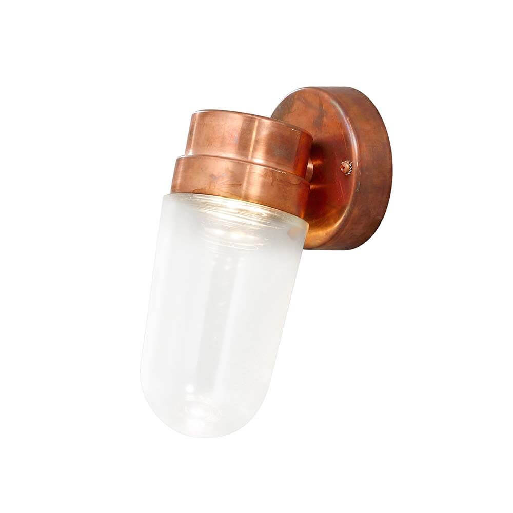 Vega LED Außen-Wandleuchte 700lm , 3000K massives Kupfer, klares Glas, elegante Wandbeleuchtung für Außenbereiche