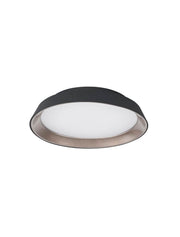 Vela LED Deckenleuchte Ø 45cm 3000K in modernem, klarem Design mit elegantem Schwarz und Kaffeebraun.
