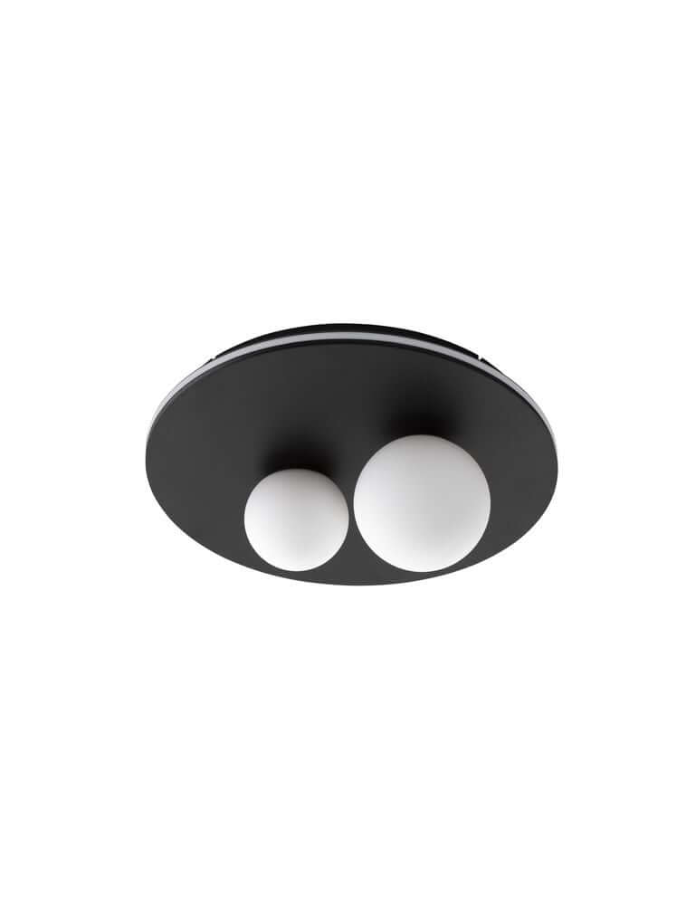 Velna LED Deckenleuchte 2-flammig Ø 40cm 3000K Schwarz mit elegantem Design und Glaskugeln.