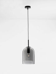Suspension Velor E27 Ø 18 cm - élégante lampe suspendue en verre fumé et acier au design Art déco.