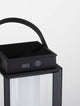Detailansicht der Verhal LED Außenstehleuchte 3000K Solar IP54 mit schwarzem Aluminium und Glas.