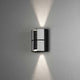Vidar LED Wandleuchte Silber im modernen Design mit verstellbarem Lichtaustritt in Schwarz/Silber.