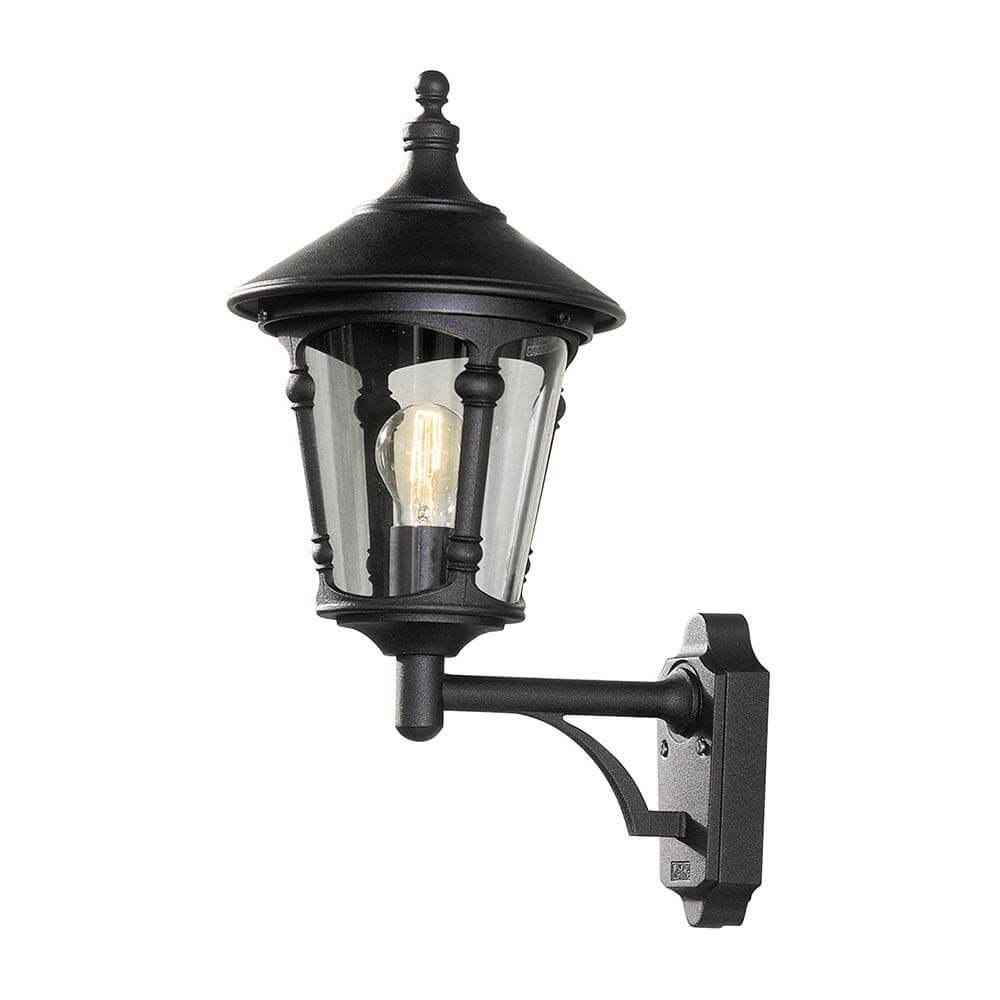 Virgo Außen-Wandleuchte Schwarz, rauchfarbenes Acrylglas mit elegantem Design und klarer Beleuchtung.