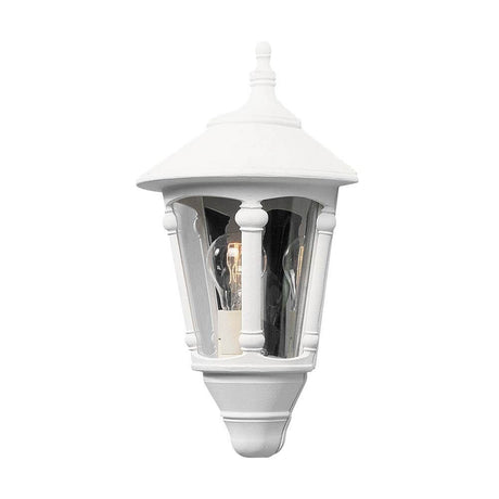 Lampada da parete esterna Virgo bianca, in acrilico fumé con design elegante e paralume.