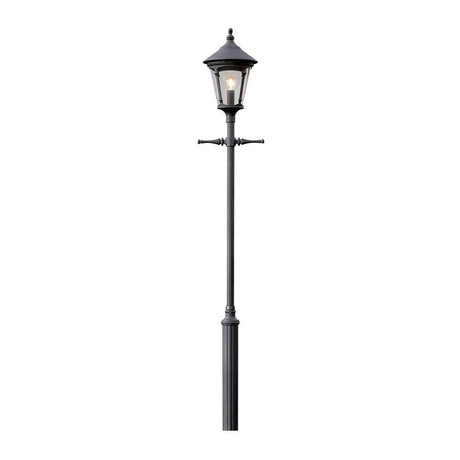 Virgo luminaire head for post light black, smoky acrylic glass on a stylish lantern post.