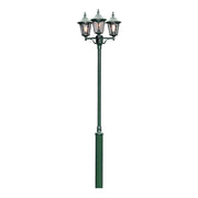 Virgo 3-piece lamp head for post light Green, smoke-coloured in an elegant street lamp.