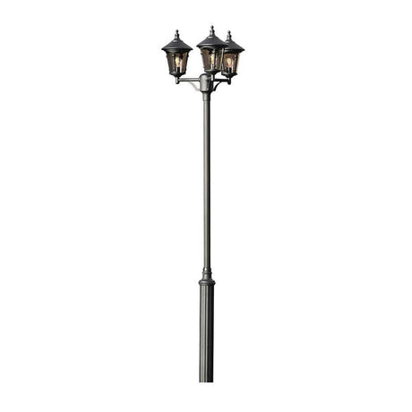 Cabeza de iluminación Virgo de 3 piezas para farola negra, color ahumado - elegante poste de iluminación.