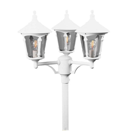 Virgo Verlichtingskop 3-delig voor Mastaansluiting Wit, Rookkleur met drie lampenkappen.