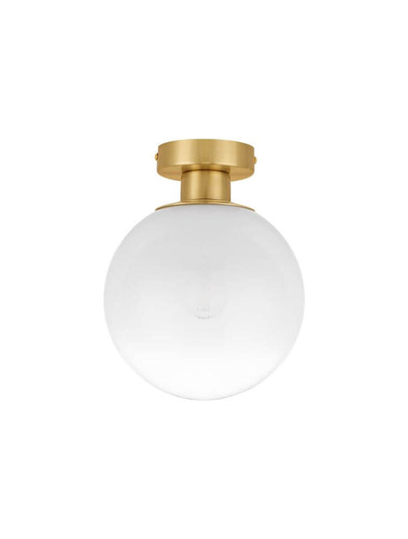 Vita ceiling light E27 Gold, White with mouth-blown opal glass and gold-colored canopy.