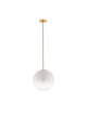 Vita Pendelleuchte in Gold und Weiß, ovaler Glaskörper für modernes Interieur.