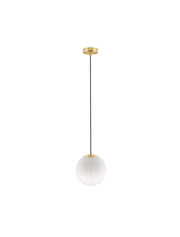 Vita Pendelleuchte E27 Gold, Weiß Ø 20cm, elegante Pendelleuchte aus mundgeblasenem Glas für modernes Interieur