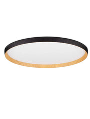 Vomos Deckenleuchte Ø 60cm 2700, 3000K Schwarz/Braun mit schwarzem Metallrahmen und Holzdekor