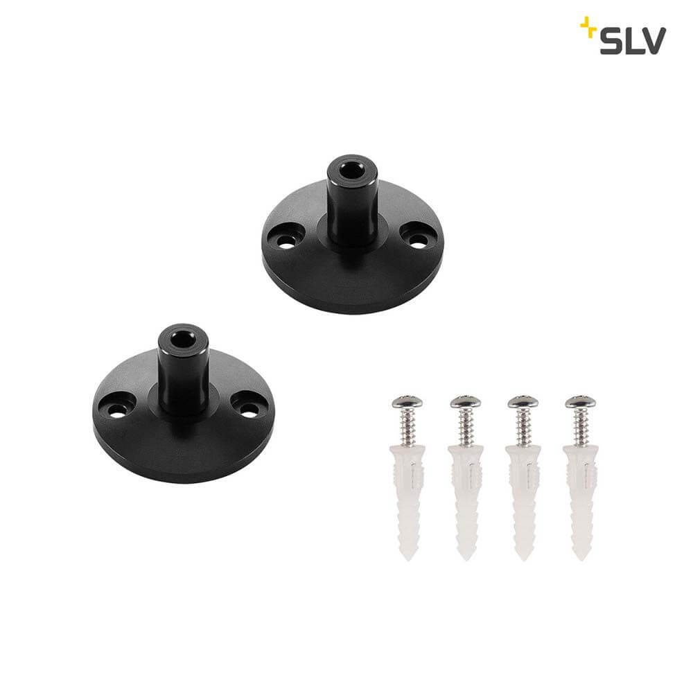 Wandhalter Set für Tenseo Niedervolt-Seilsystem, schwarz, 2 Stück, inklusive Schrauben für einfache Montage.