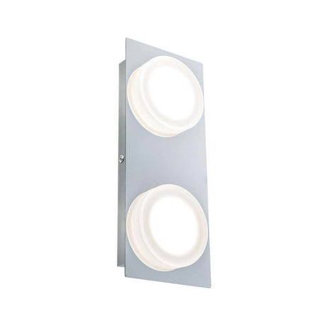 Vegglampe Doradus IP23 LED 2x5W krom på veggen, moderne design og jevnt lys for badet.