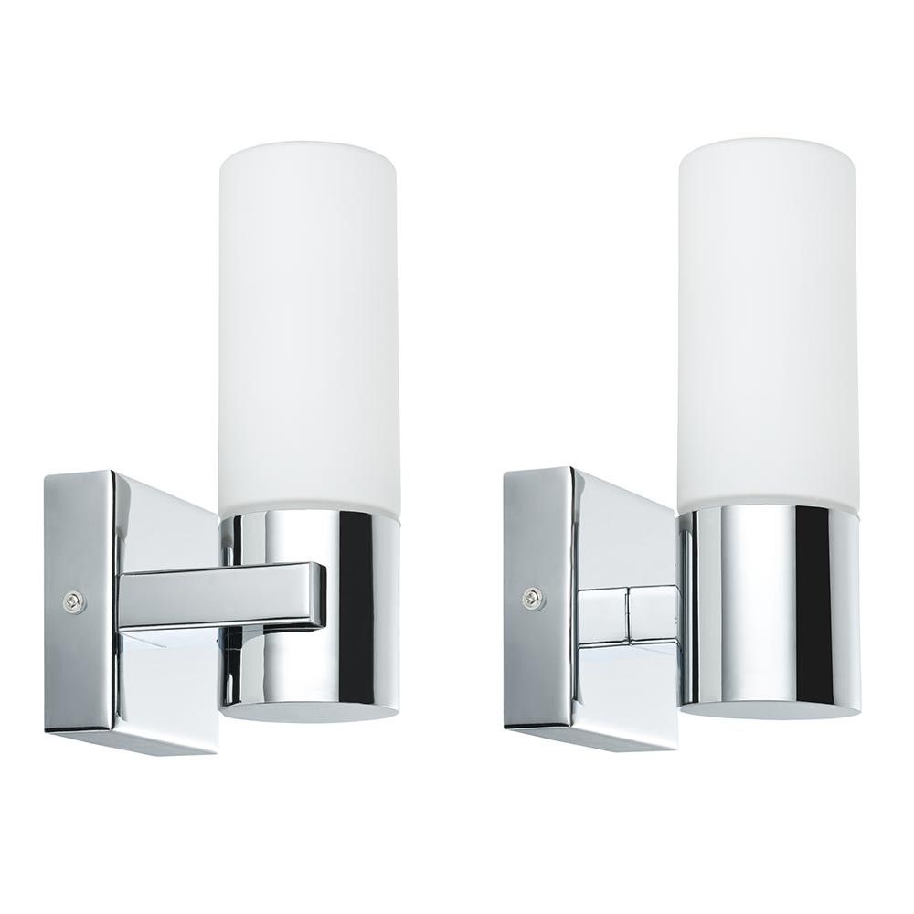 Wandleuchte Gemini WL IP44 max. 40W E14 2er Pack Chrom Satin Glas