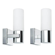 Wandleuchte Gemini WL IP44 max. 40W E14 2er Pack Chrom Satin Glas - moderne Wand- und Spiegelleuchte