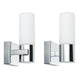 Wandleuchte Gemini WL IP44 max. 40W E14 2er Pack Chrom Satin Glas - moderne Wand- und Spiegelleuchte