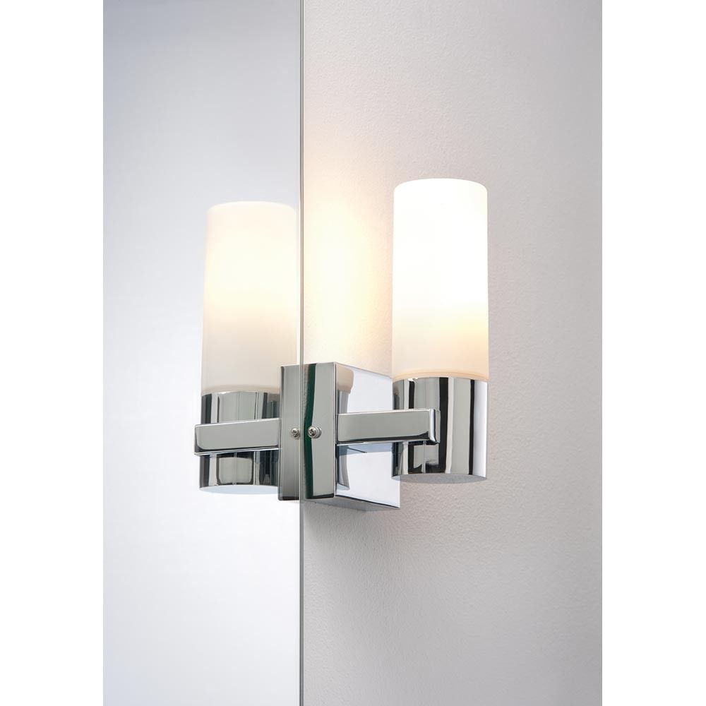 Wall light Gemini WL IP44 max. 40W E14 2-pack chrome satin glass