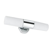 Lenia wall light IP44 max. 2x40W E14 chrome opaque glass in a modern design for bathrooms and damp rooms.