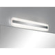 Wandleuchte Lukida IP44 LED 9W 600mm Chrom Weiß Alu Acryl über einem Spiegel, blendfreies Licht im Badezimmer.