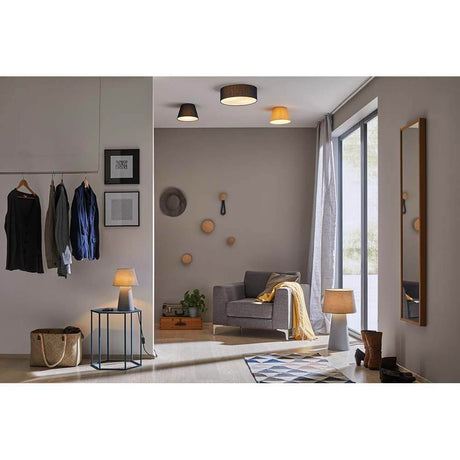 Mari ceiling light 2-bulb Blue fabric in a modern living space with elegant lighting and stylish furnishings