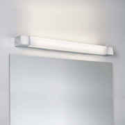 Quasar wall light IP44 LED 10.5W 700mm Chrome White acrylic above a mirror in a modern bathroom.
