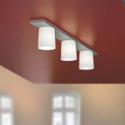 Casablanca Wand- & Deckenleuchte Drum 3-flammig mit mattweißen Opalgläsern und gebürstetem Aluminium