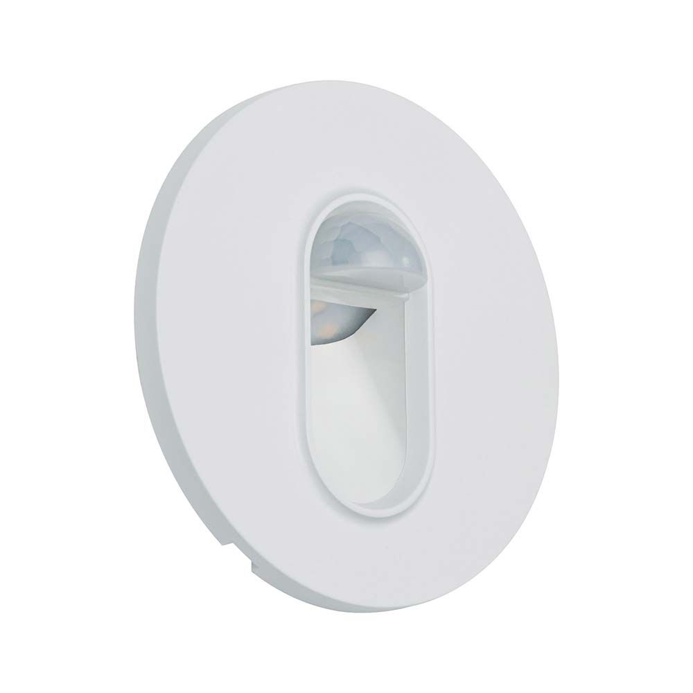 Runde Wand LED Einbauleuchte mit Sensor in Weiß, für dekorative Lichtakzente und Sicherheit in Fluren.