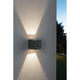 Wandaufbauleuchte LED Cybo eckig 2x3W grau 80x80mm an Wand mit Lichtakzenten nach oben und unten.