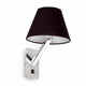 Wandlampe MOMA-1 Chrom, Schwarz: moderne Wandleuchte mit schwarzem Lampenschirm und chromfarbenem Gestell.