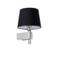 Wandlampe ROOM Nickel, Schwarz mit schwarzem Lampenschirm und modernem Design.