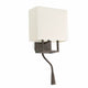 Wandlampe VESPER mit LED-Leselampe Braun, Beige, moderne Wandbeleuchtung mit schwenkbarer Leselampe.