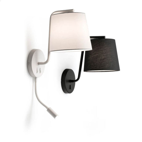 BERNI wall light with LED reading light in white, in a modern design, equipped with an additional reading light.