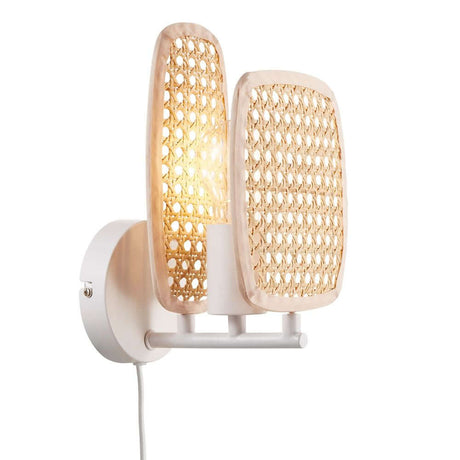 Stylish Bali wall light with a rattan-like design and warm light, a perfect home accessory.