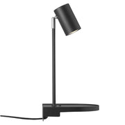 Wandleuchte Cody in modernem Design mit verstellbarem Lampenkopf und praktischer Ablagefläche.