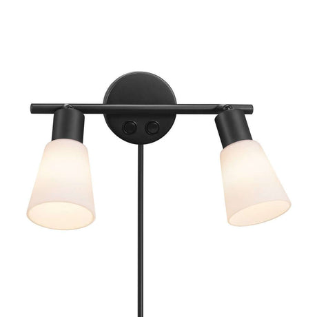 Applique murale Cole 2-Spot avec deux luminaires à intensité variable en noir élégant.