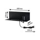 Wandleuchte Devara USB Schwarz mit integrierter Ablage und Abmessungen 400 mm x 130 mm x 170 mm.