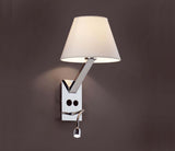 Wall Lamp MoMA-2 con braccio di lettura a led Chrome, bianco