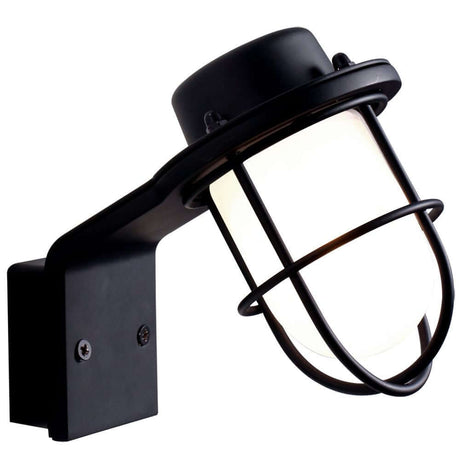 Wandleuchte Marina IP44 mit einem modernen und robusten Design in Schwarz und einem runden Glaskörper.