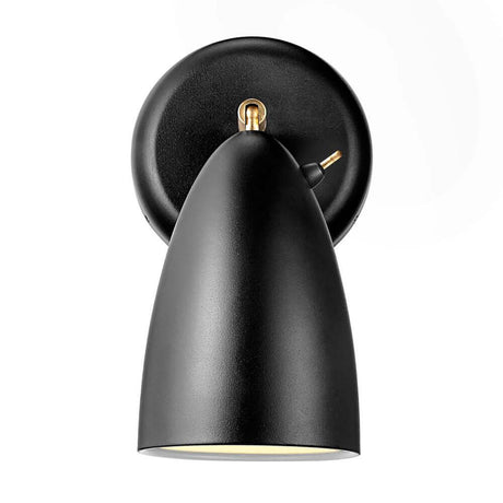Wandleuchte Nexus 2 in elegantem Schwarz mit Retro-Schalter und massiven Messing-Details.